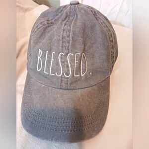 Rae Dunn "Blessed" Washed Gray Baseball Hat